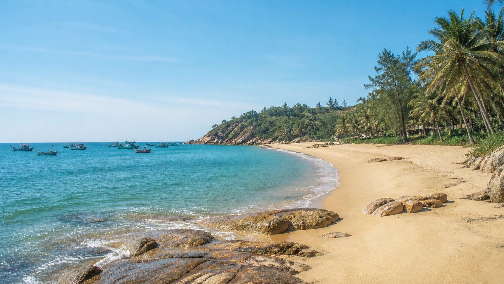 Bãi biển miền Trung xanh trong vào mùa khô