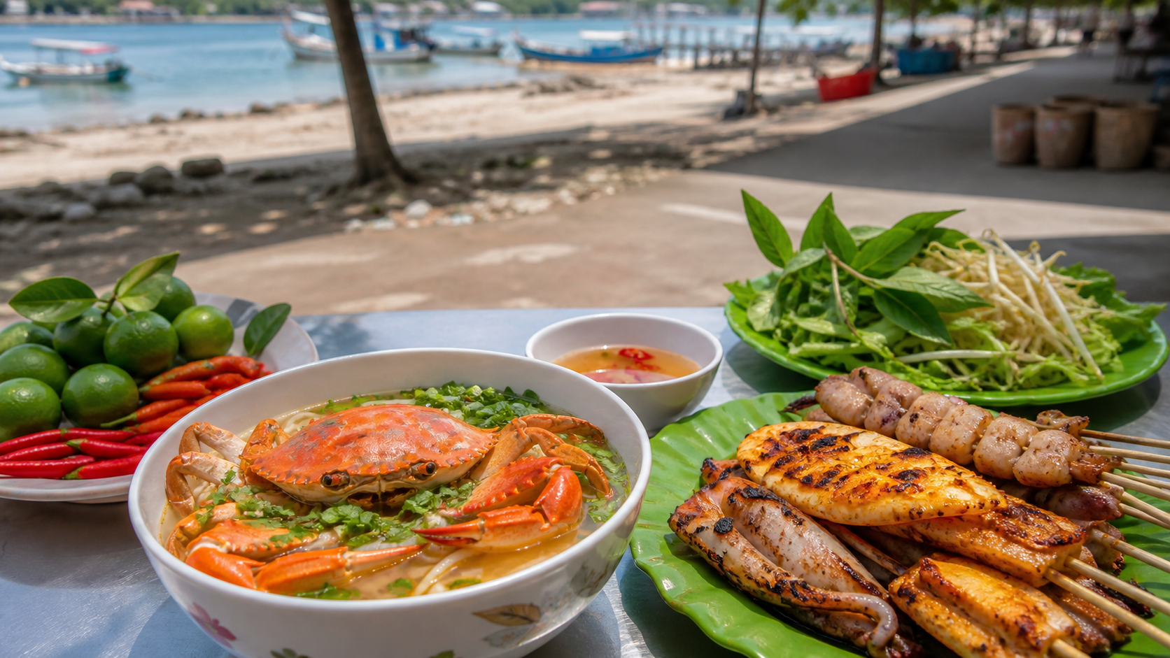 Bánh canh ghẹ và hải sản trong chuyến du lịch Hà Tiên