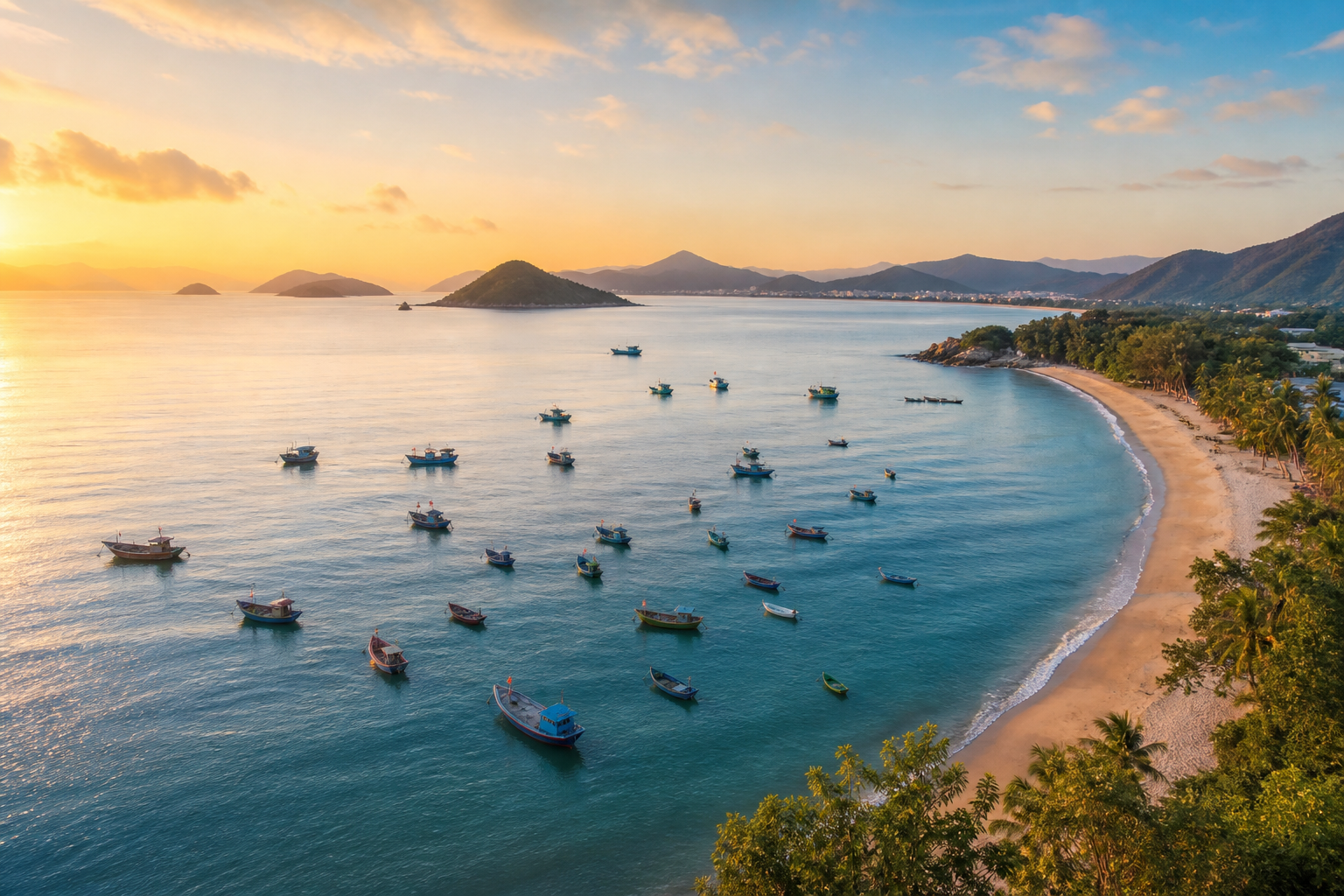 Bình minh trên vịnh Nha Trang trước hoạt động nhóm