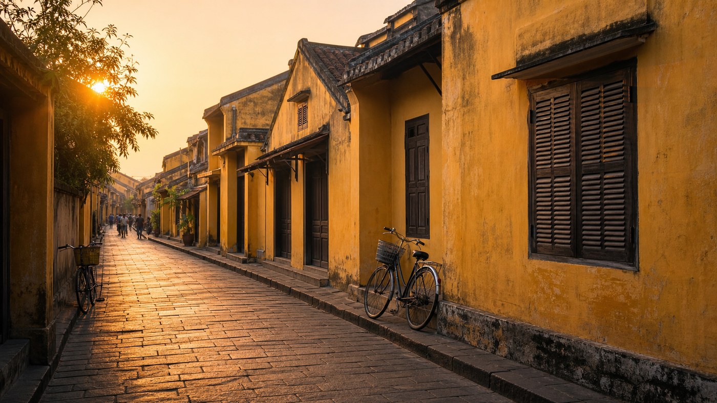 Phố đi bộ Hội An trong nắng sớm