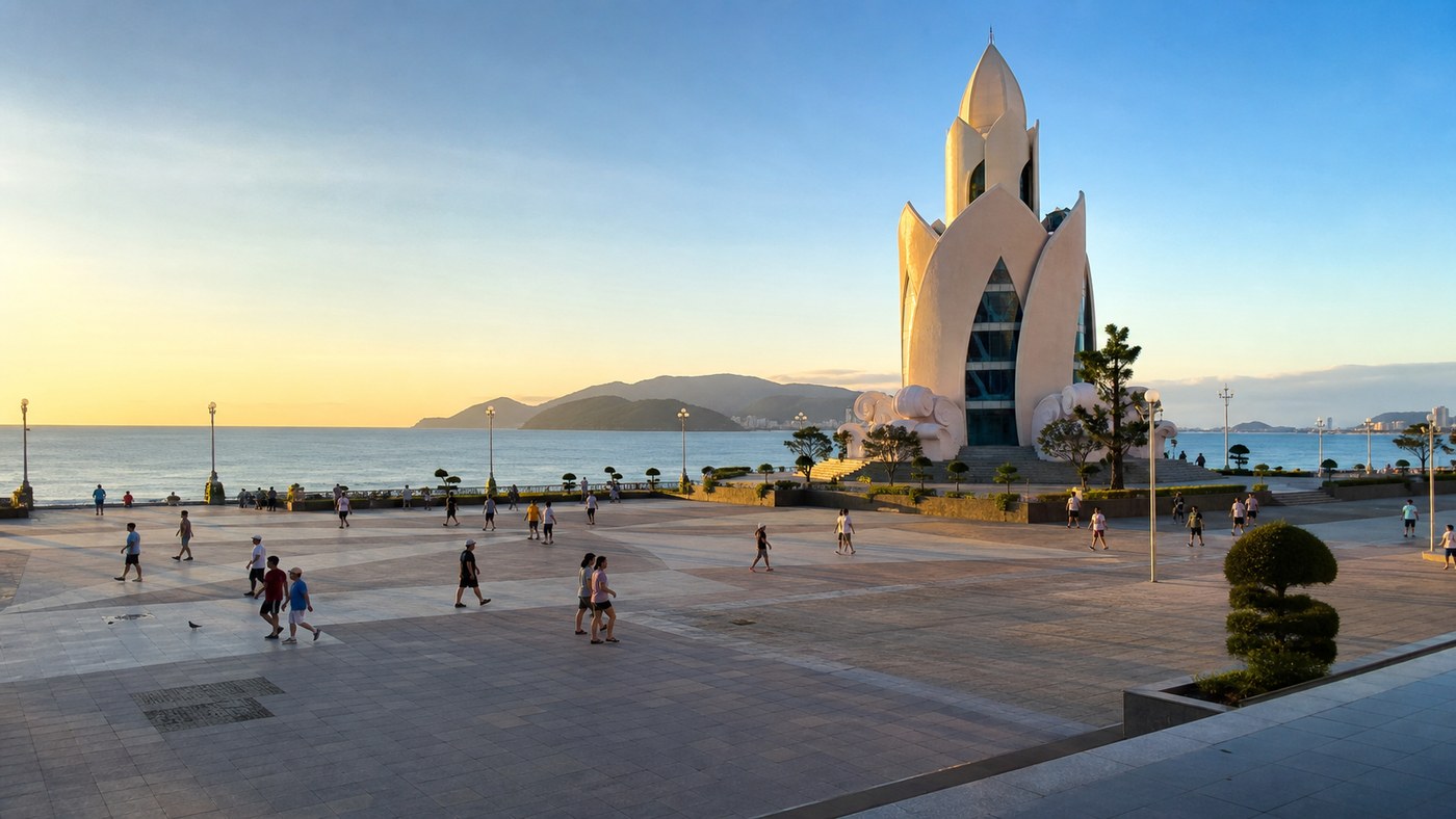 Quảng trường 2/4 Nha Trang lúc bình minh