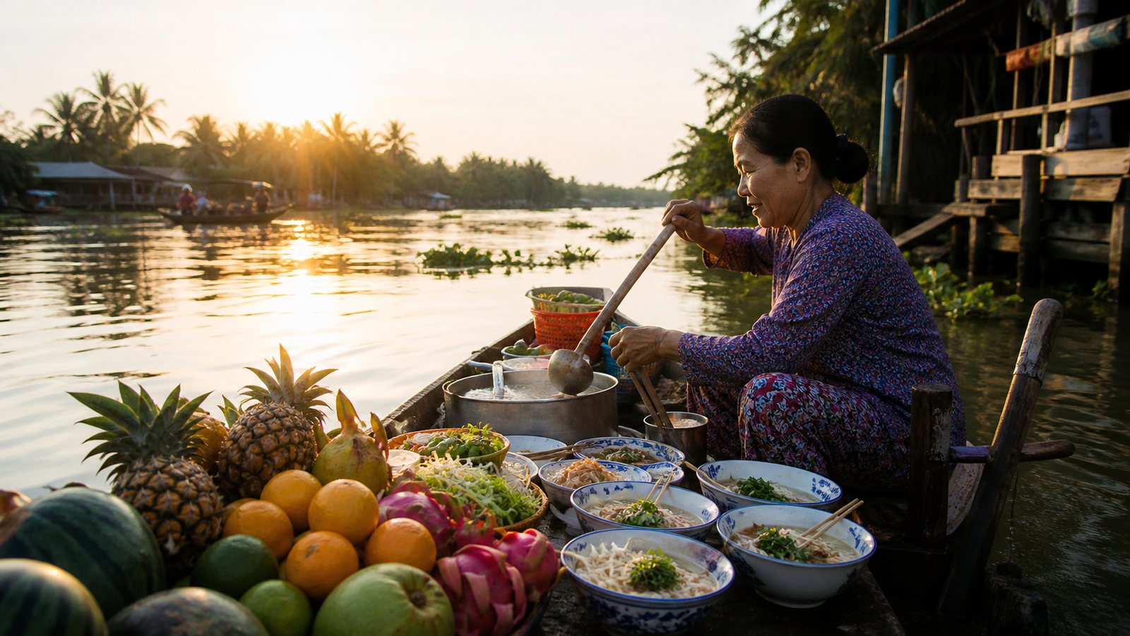 Bữa sáng trên thuyền ở miền Tây
